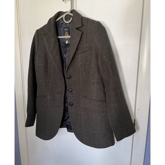 Joules Blazer Jacket Tweed Wiscombe Pure 100% Wool Country Fox US 8 Preppy - Picture 1 of 9